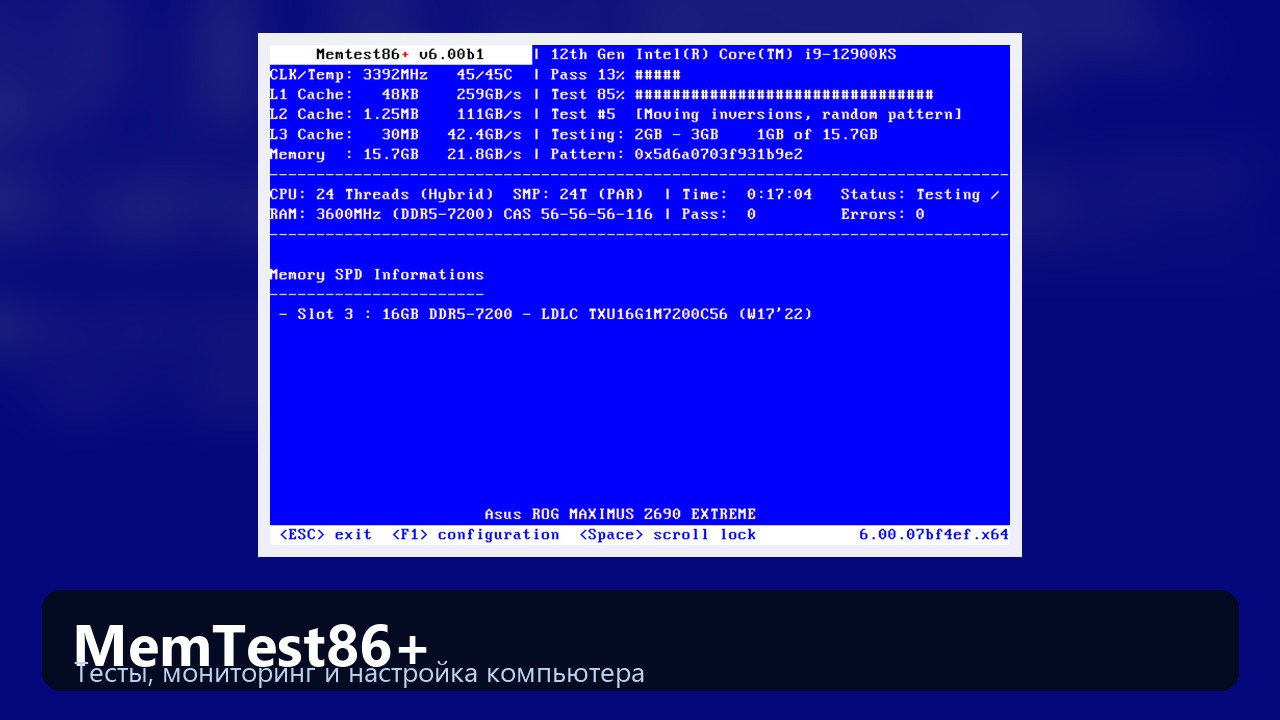 MemTest86+ — загрузочный тест оперативной памяти
